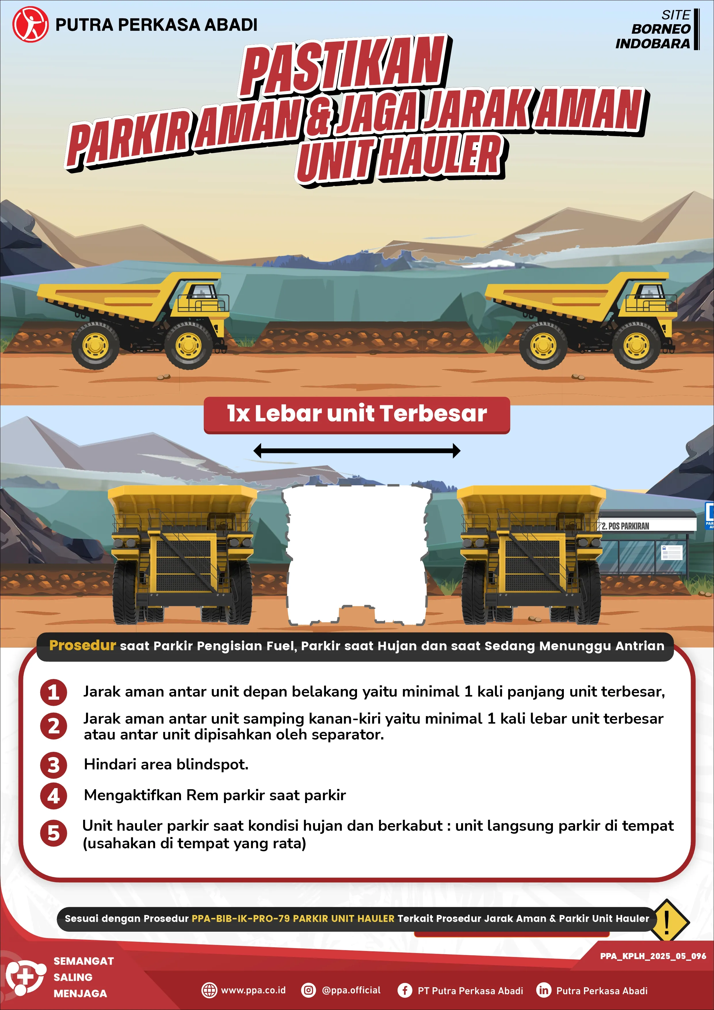 Pastikan Parkir Aman dan Jaga Jarak Aman Unit Hauler